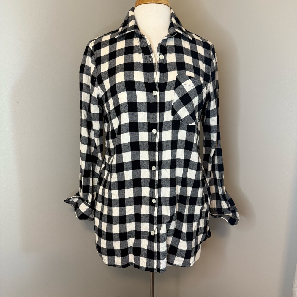 🖤🤍OLD NAVY - Tunic Length - Black & White Gingham - Flannel - Size M